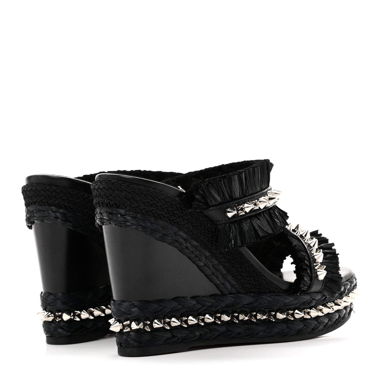 Christian Louboutin Calfskin Raffia Marivodu Sandals 37 Black 5 of 9