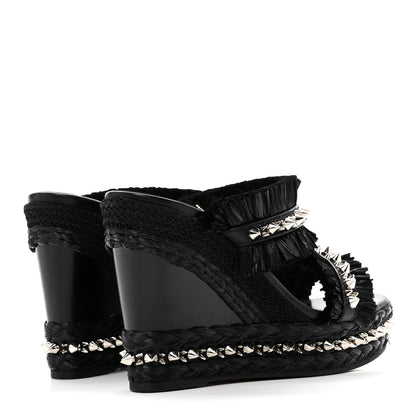 Christian Louboutin Calfskin Raffia Marivodu Sandals 37 Black 5 of 9