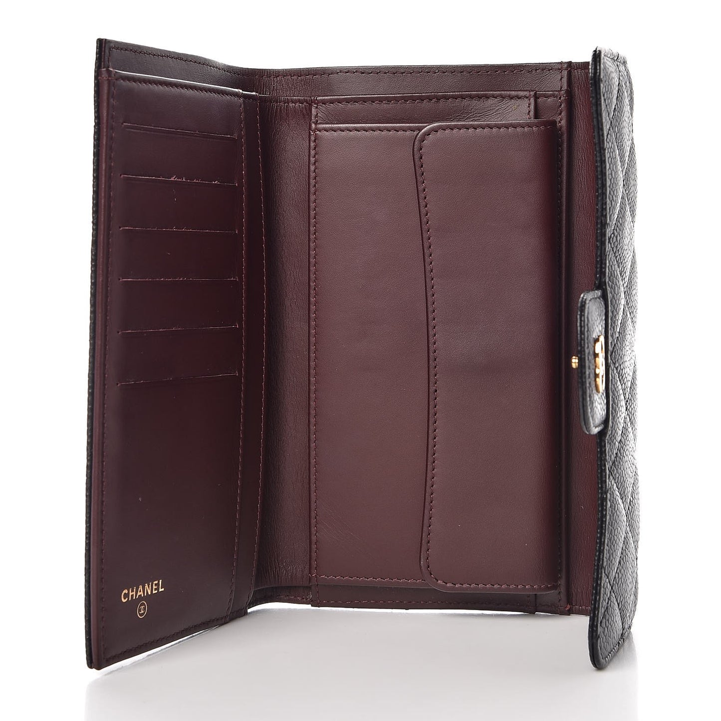 Caviar Quilted Large Flap Wallet Black