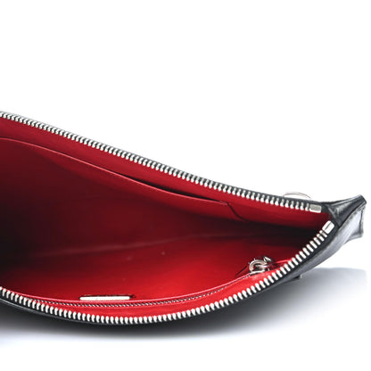 Prada Saffiano Lux Clutch Pouch Black Red 4 of 4
