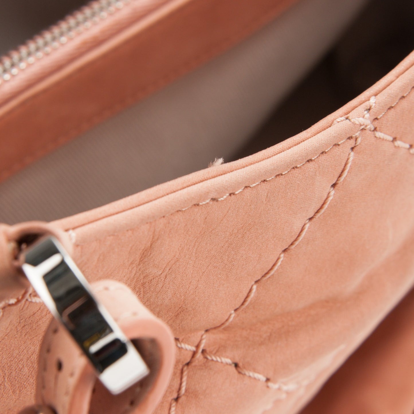 Iridescent Calfskin Quilted Small Sea Hit Tote Pink