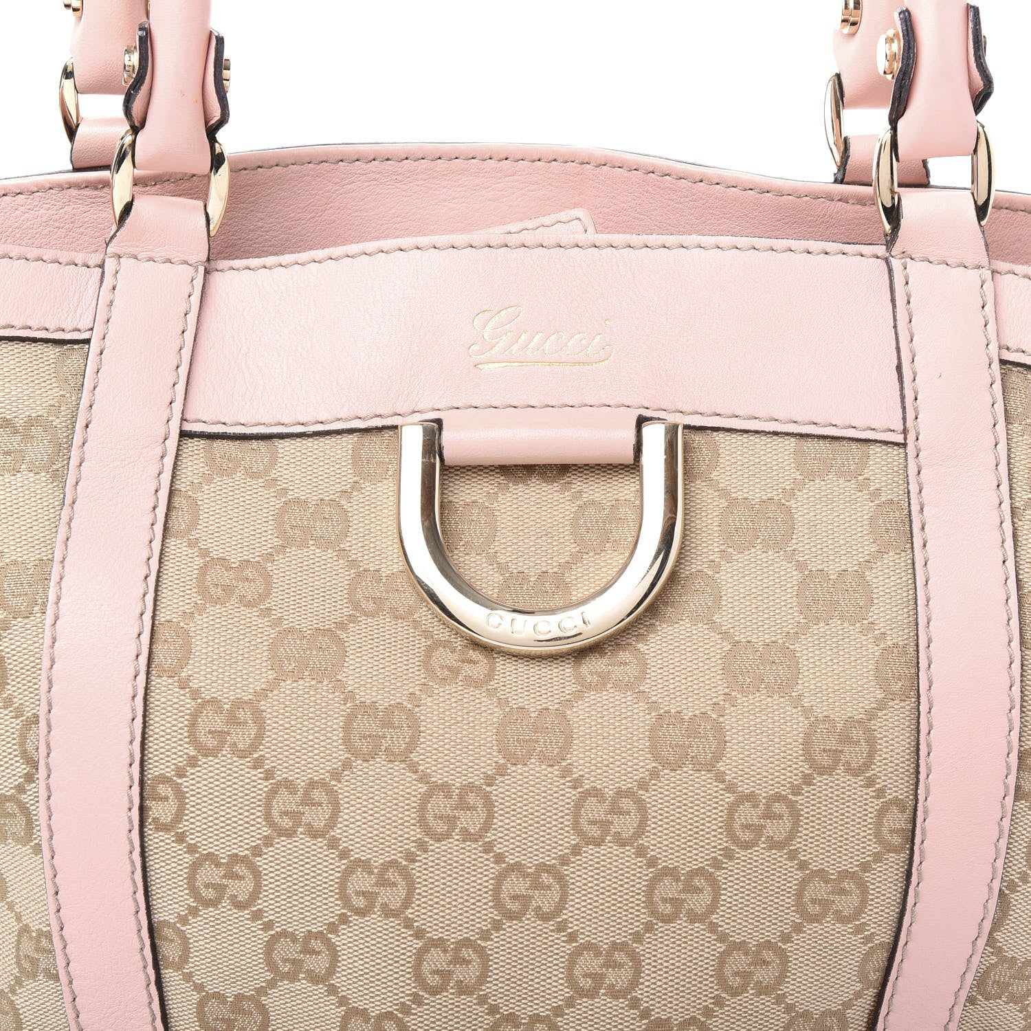 Gucci Monogram Small Gold D Ring Tote Pink 7 of 9