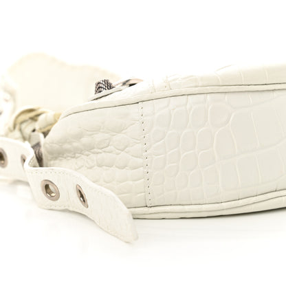 Balenciaga Extra Supple Calfskin Crocodile Embossed Le Cagole Shoulder Bag XS Optic White 10 of 11