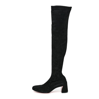 Christian Louboutin Veau Velours Stretch Turelaboot Alta 55 Over The Knee Boots 38.5 Black 1 of 6