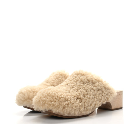 Chanel Shearling Lambskin Clogs 38 Beige 3 of 9