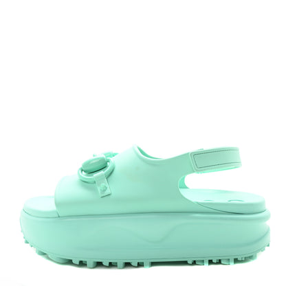 Gucci Soft Rubber Horsebit Womens Slingback Sandals 37 Teal Cyan 1 of 8