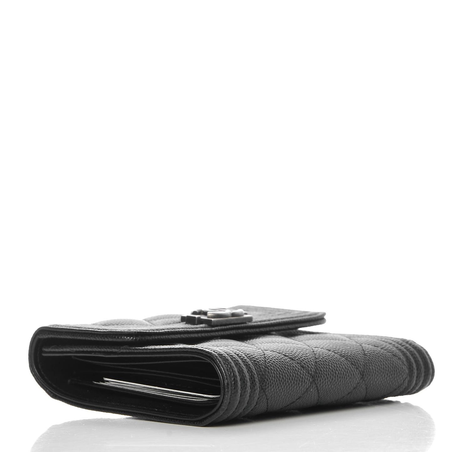 Caviar Quilted Small Boy Flap Wallet Black