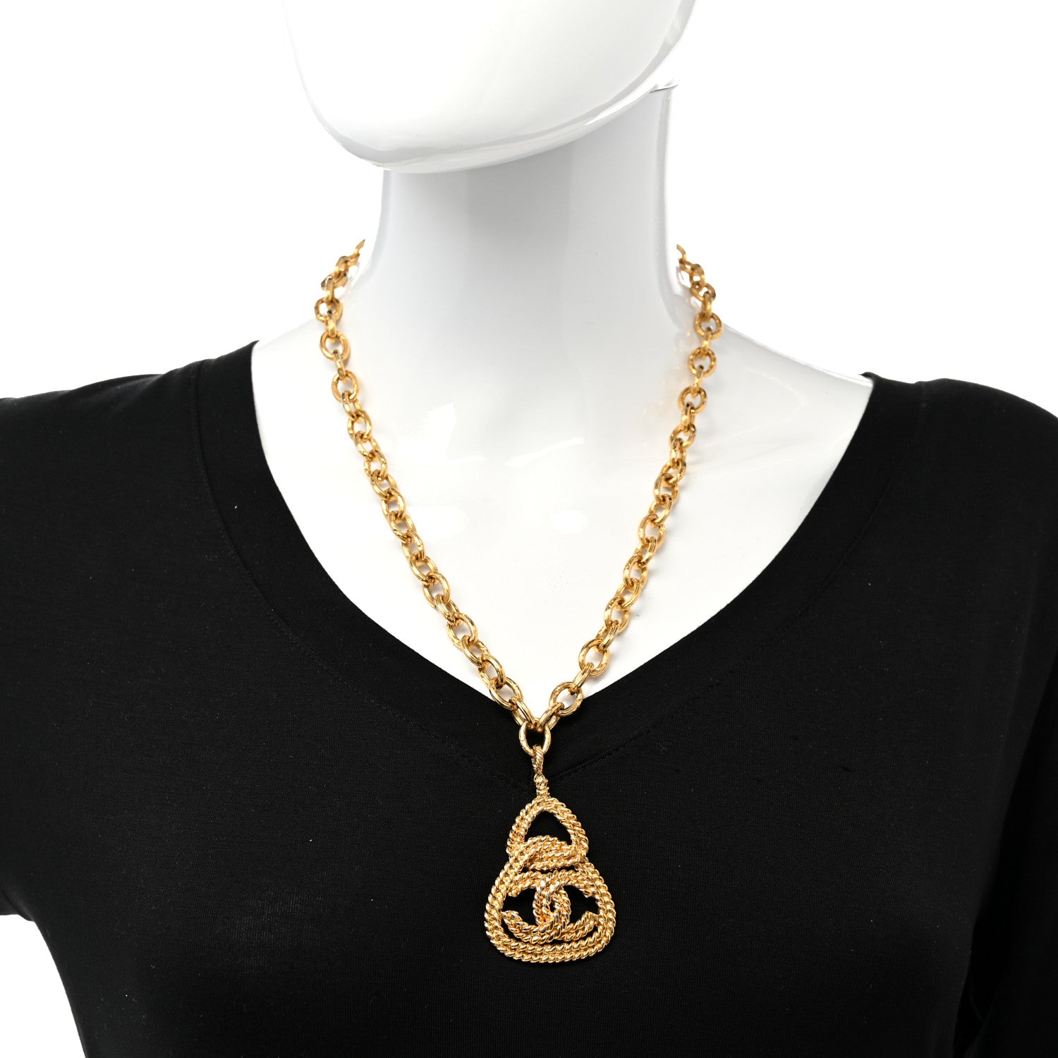 Chanel CC Chain Pendant Necklace Gold 2 of 7