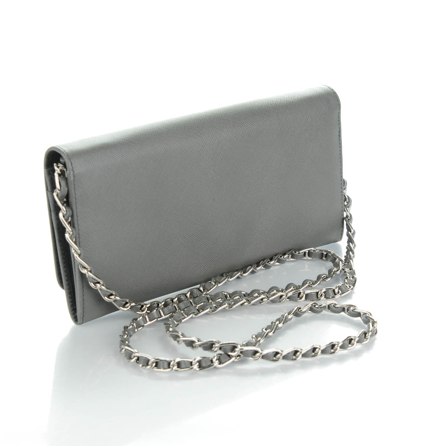 Prada Saffiano Metal Oro Chain Wallet Marmo 3 of 8