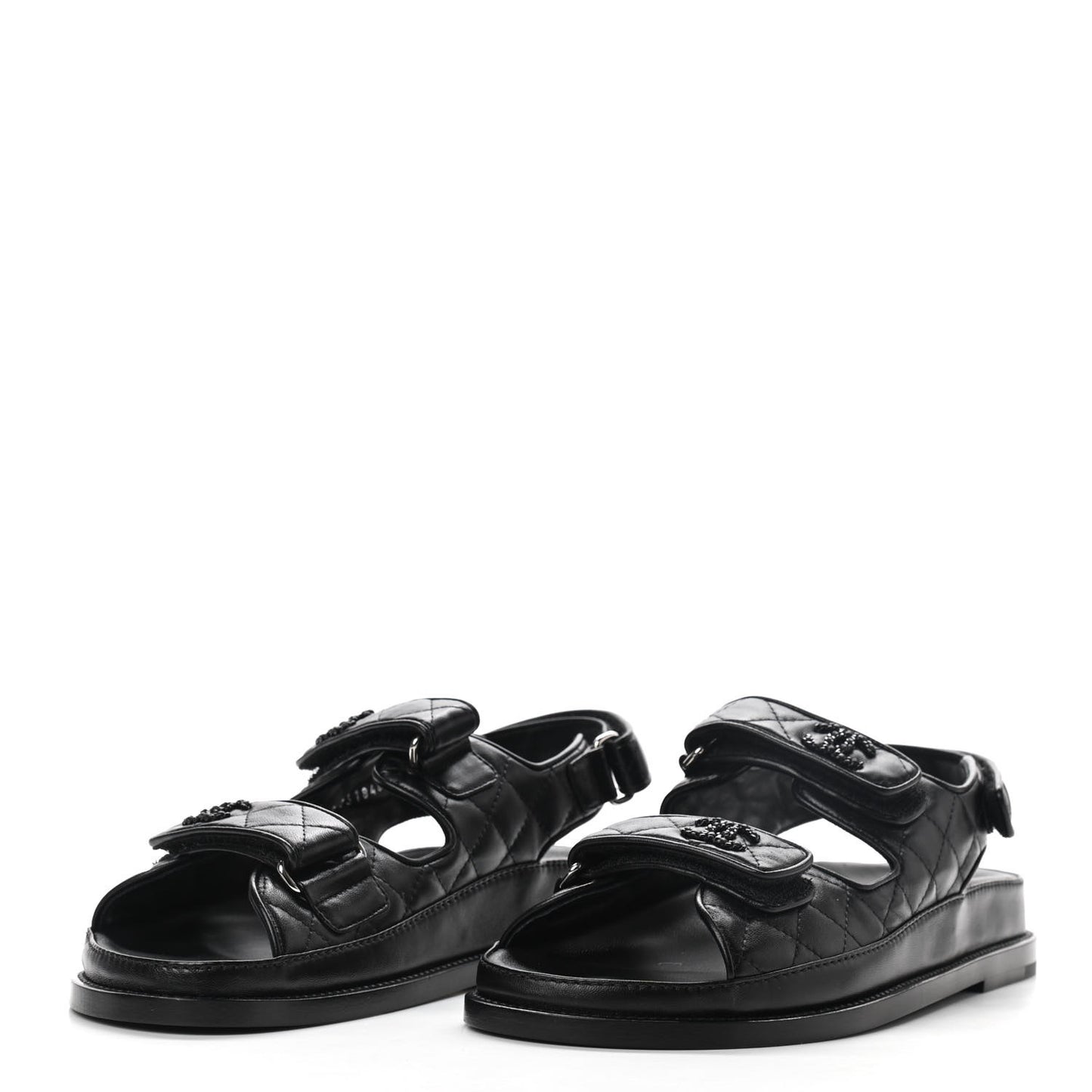 Lambskin Velcro Dad Sandals 39 So Black