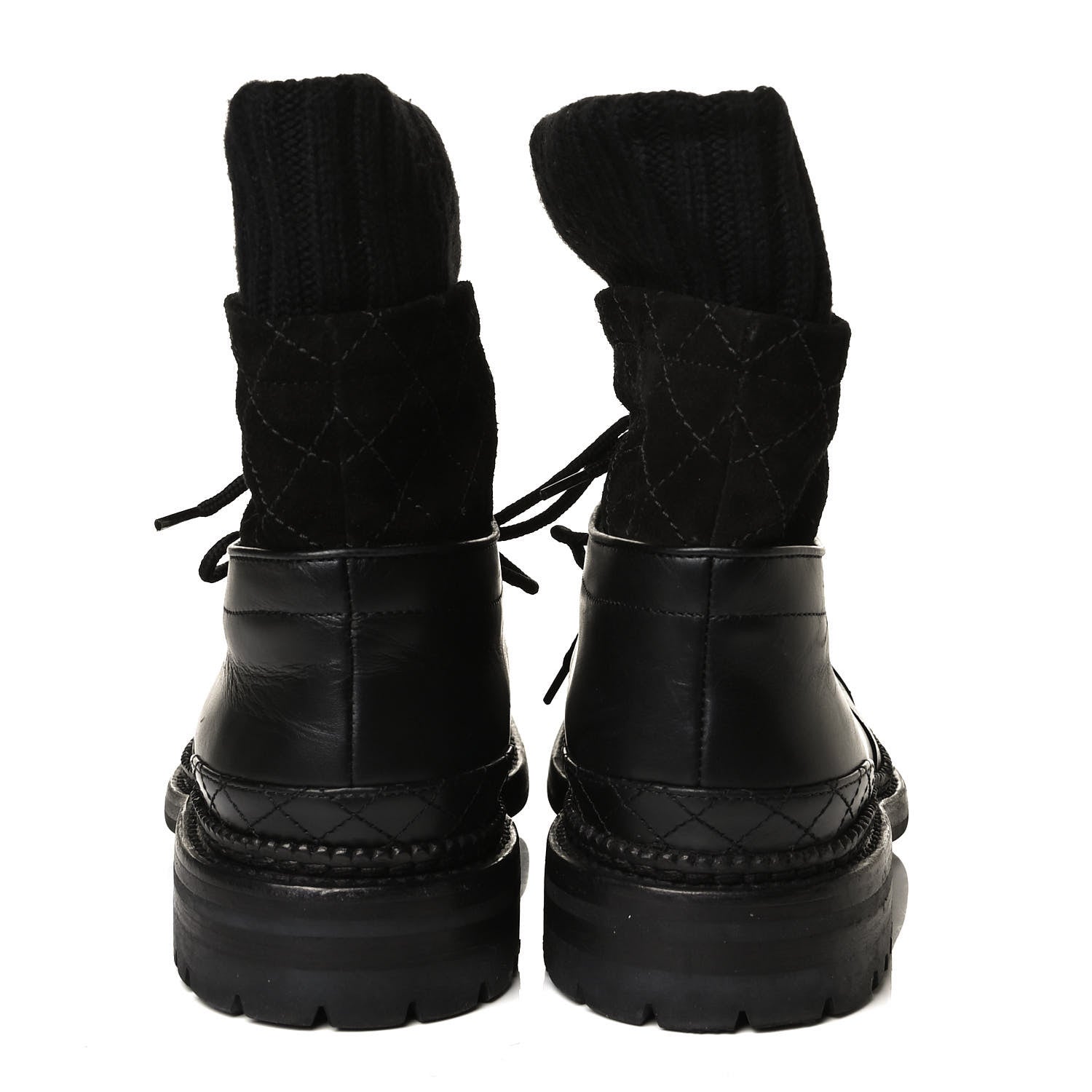 Chanel Calfskin Kid Suede Lace Up Short Boots 41 Black 6 of 16