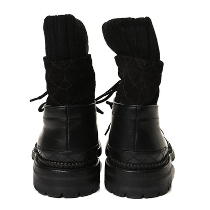Chanel Calfskin Kid Suede Lace Up Short Boots 41 Black 6 of 16