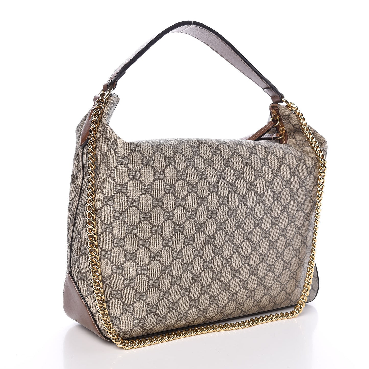 GG Supreme Monogram Large Linea A Hobo Light Brown
