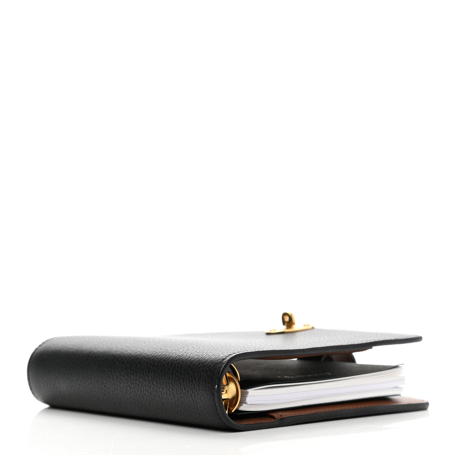 Natural Grain Calfskin Postman's Lock Agenda Black
