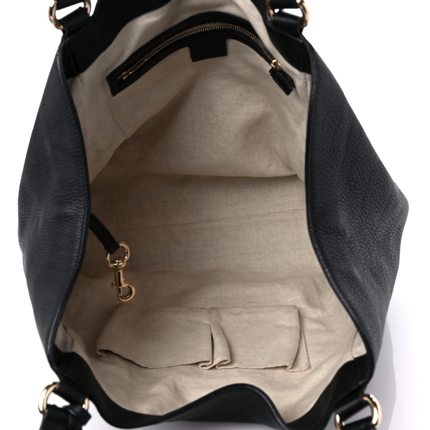 Pebbled Calfskin Medium Soho Shoulder Bag Black