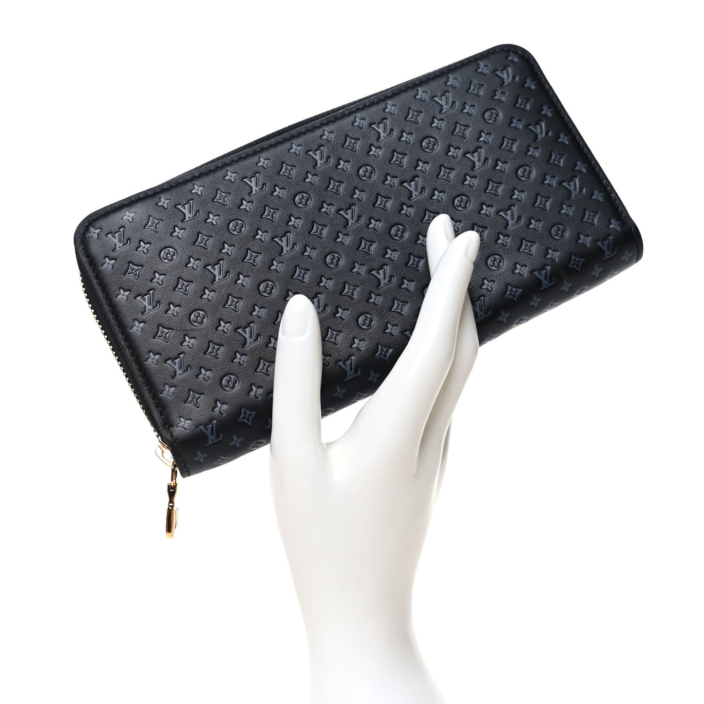 Calfskin Nanogram Zippy Wallet Black