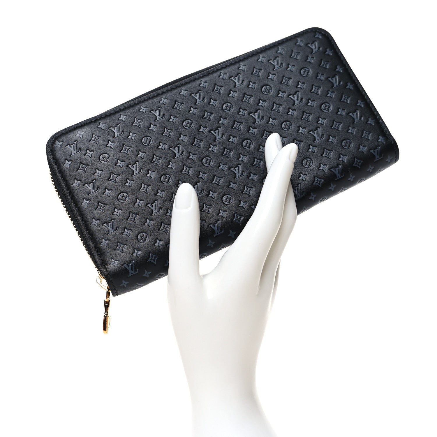 Louis Vuitton Calfskin Nanogram Zippy Wallet Black 2 of 7
