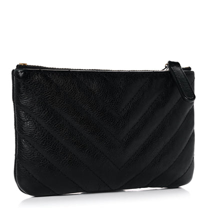 Chanel Crumpled Calfskin Chevron Quilted Small Cosmetic Case Black 3 of 11