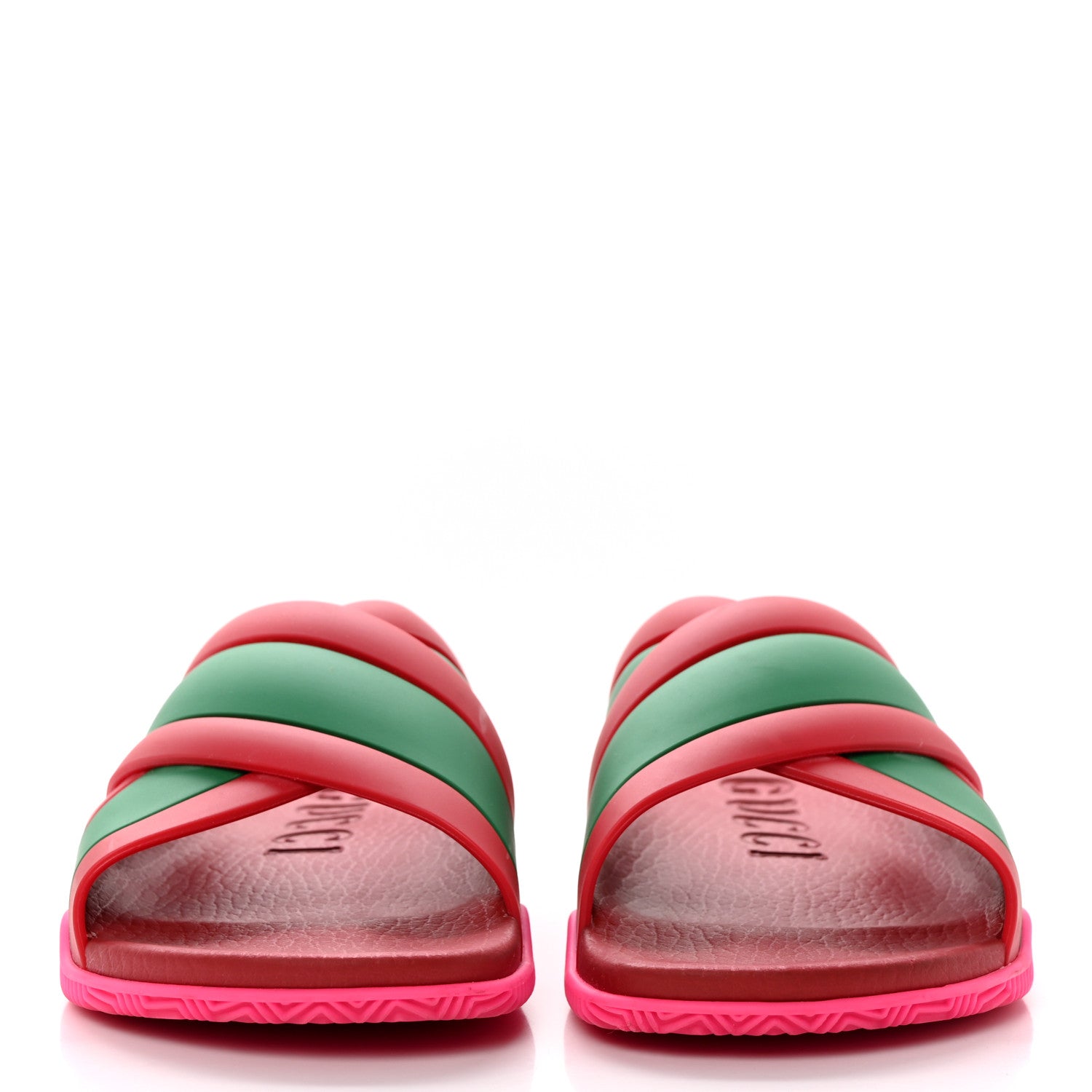 Gucci Rubber Web Womens Criss Cross Slide Sandals 36 Coral New Shamarock 2 of 12