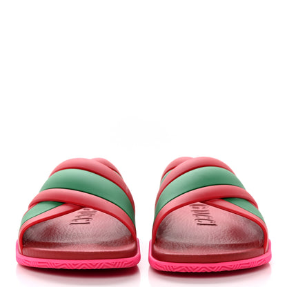 Gucci Rubber Web Womens Criss Cross Slide Sandals 36 Coral New Shamarock 2 of 12