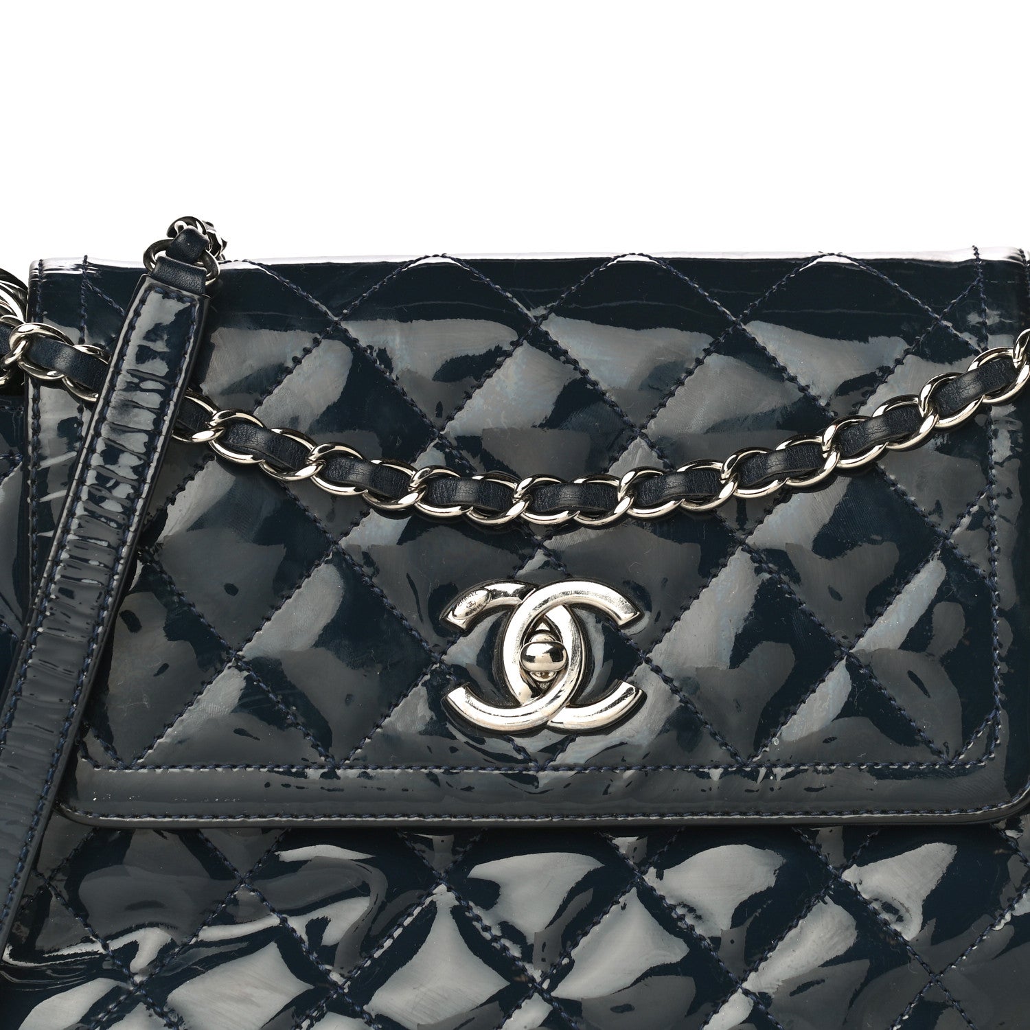 Chanel Patent Quilted Large Coco Shine Accordion Flap Dark Navy Blue 8 of 18