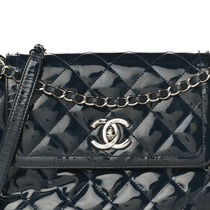 Chanel Patent Quilted Large Coco Shine Accordion Flap Dark Navy Blue 8 of 18