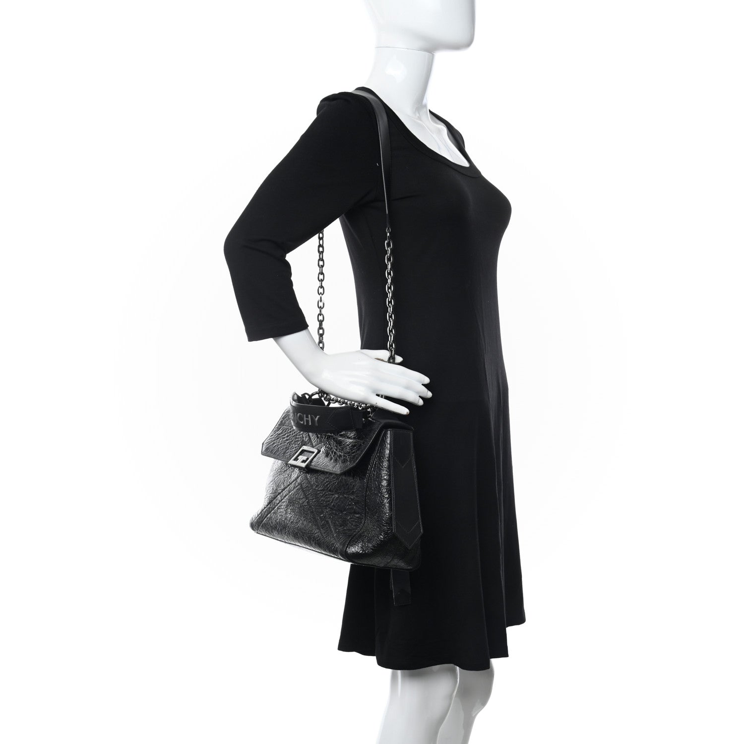 Givenchy Creased Patent Calfskin Medium ID Flap Black 2 of 11