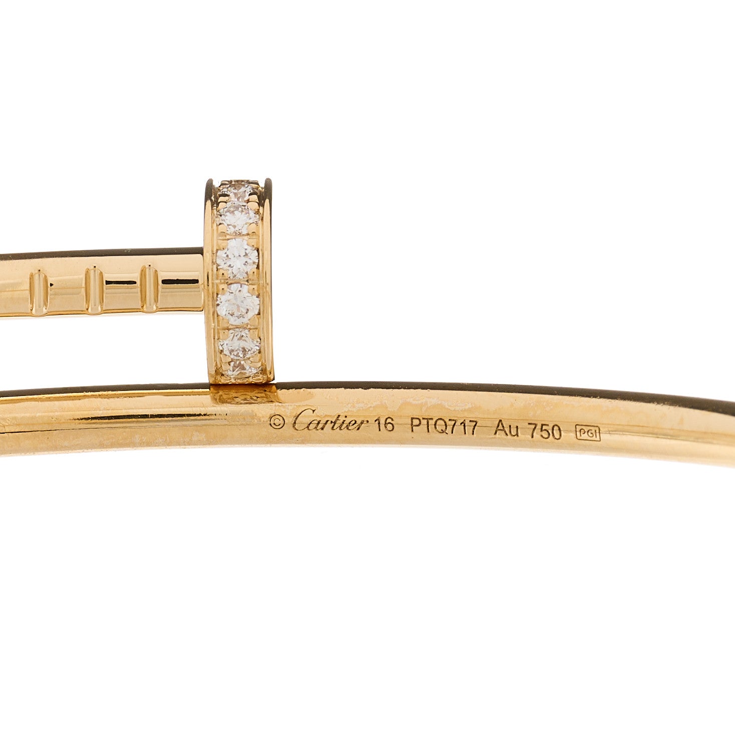 Cartier 18K Yellow Gold Diamond Small Juste Un Clou Bracelet 16 3 of 3