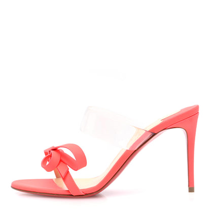 Christian Louboutin Matte Patent PVC Just Nodo 85 Slide Sandals 36 Fluo 1 of 7