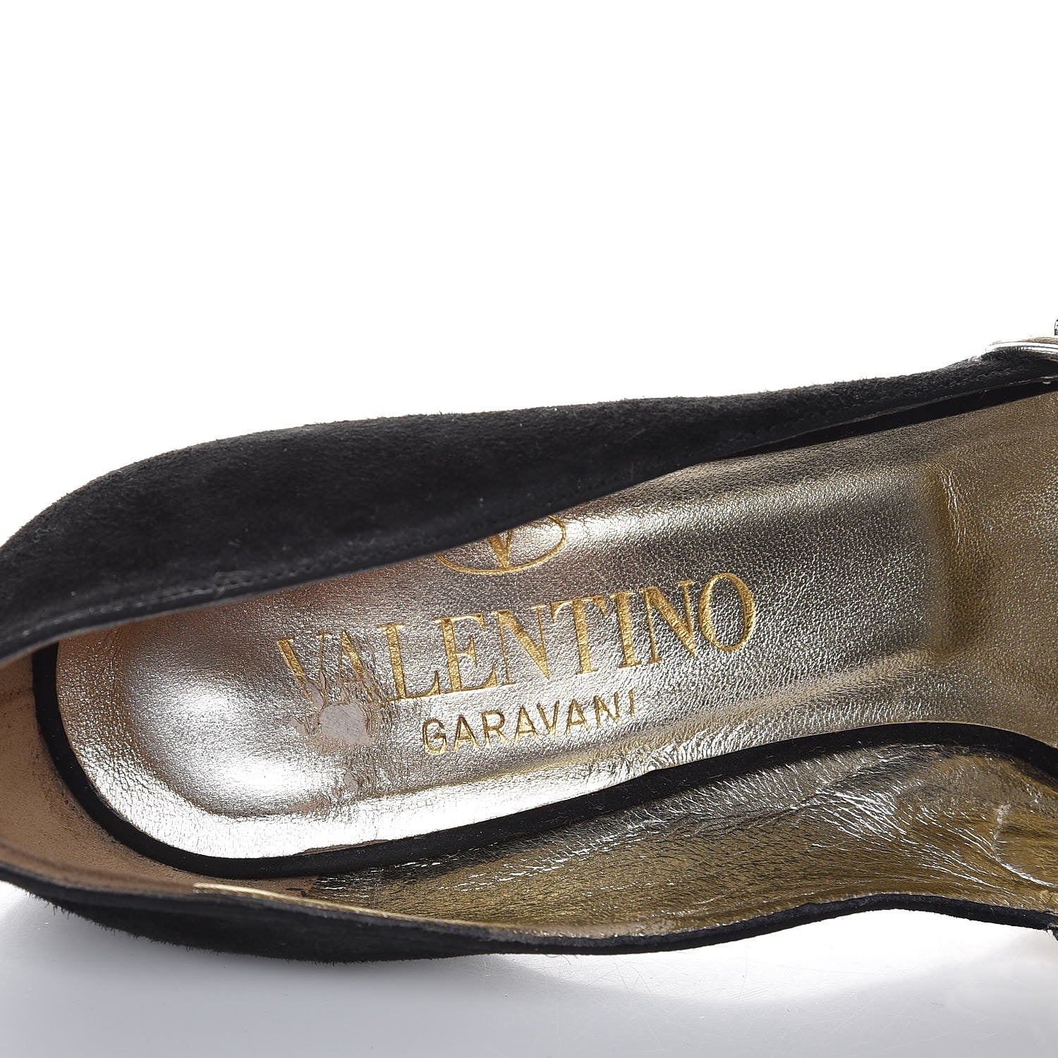 Valentino Garavani Suede Crystal Pumps 37 Black 9 of 12