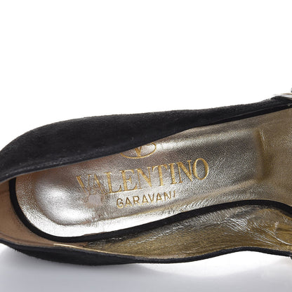 Valentino Garavani Suede Crystal Pumps 37 Black 9 of 12