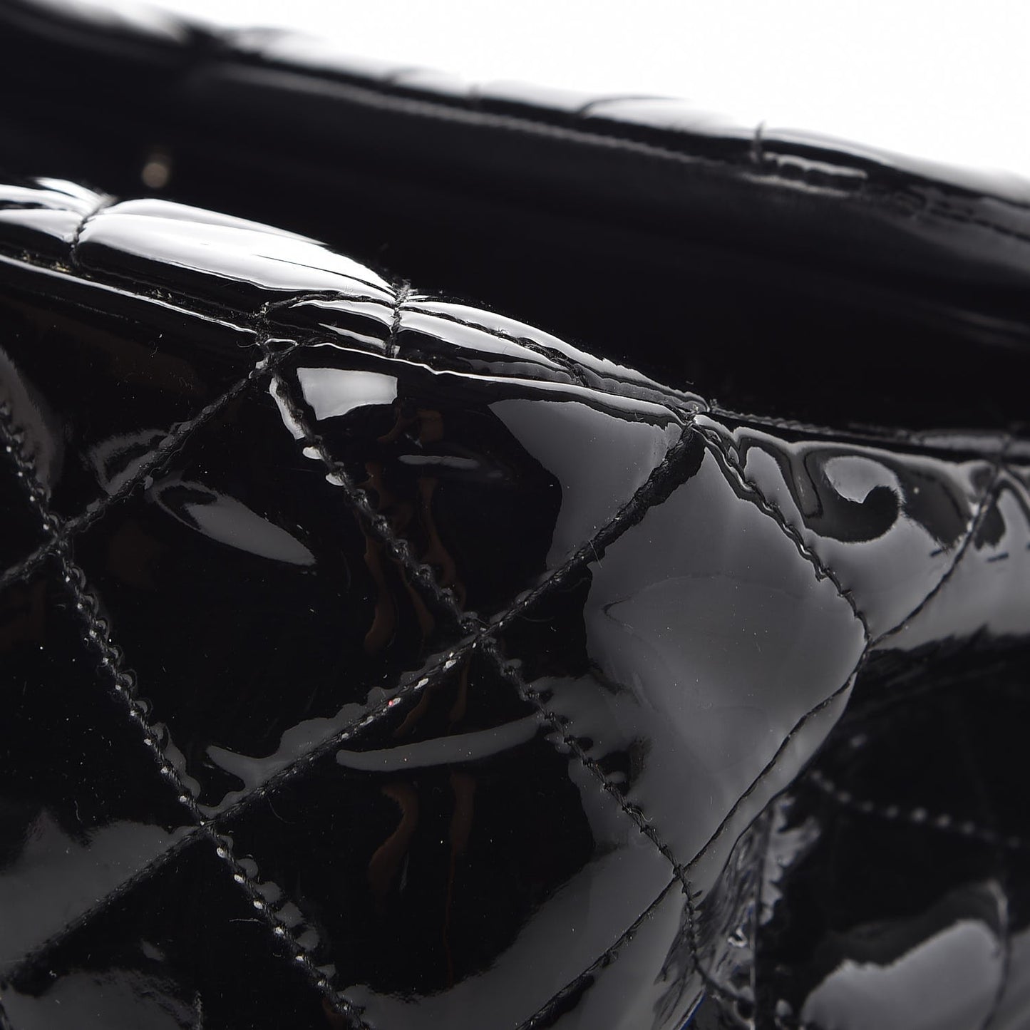 Patent Quilted Jumbo Double Flap Black