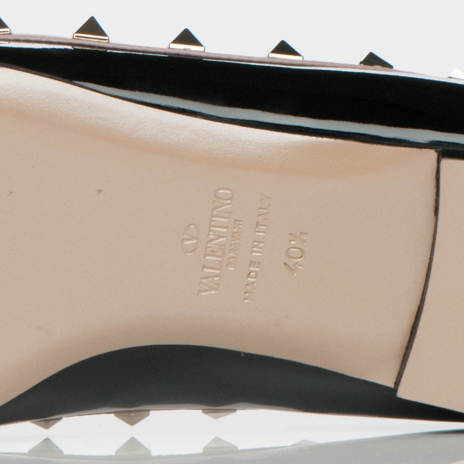 Valentino Garavani Patent Rockstud Ballerina Flats 40.5 Black Poudre 7 of 7