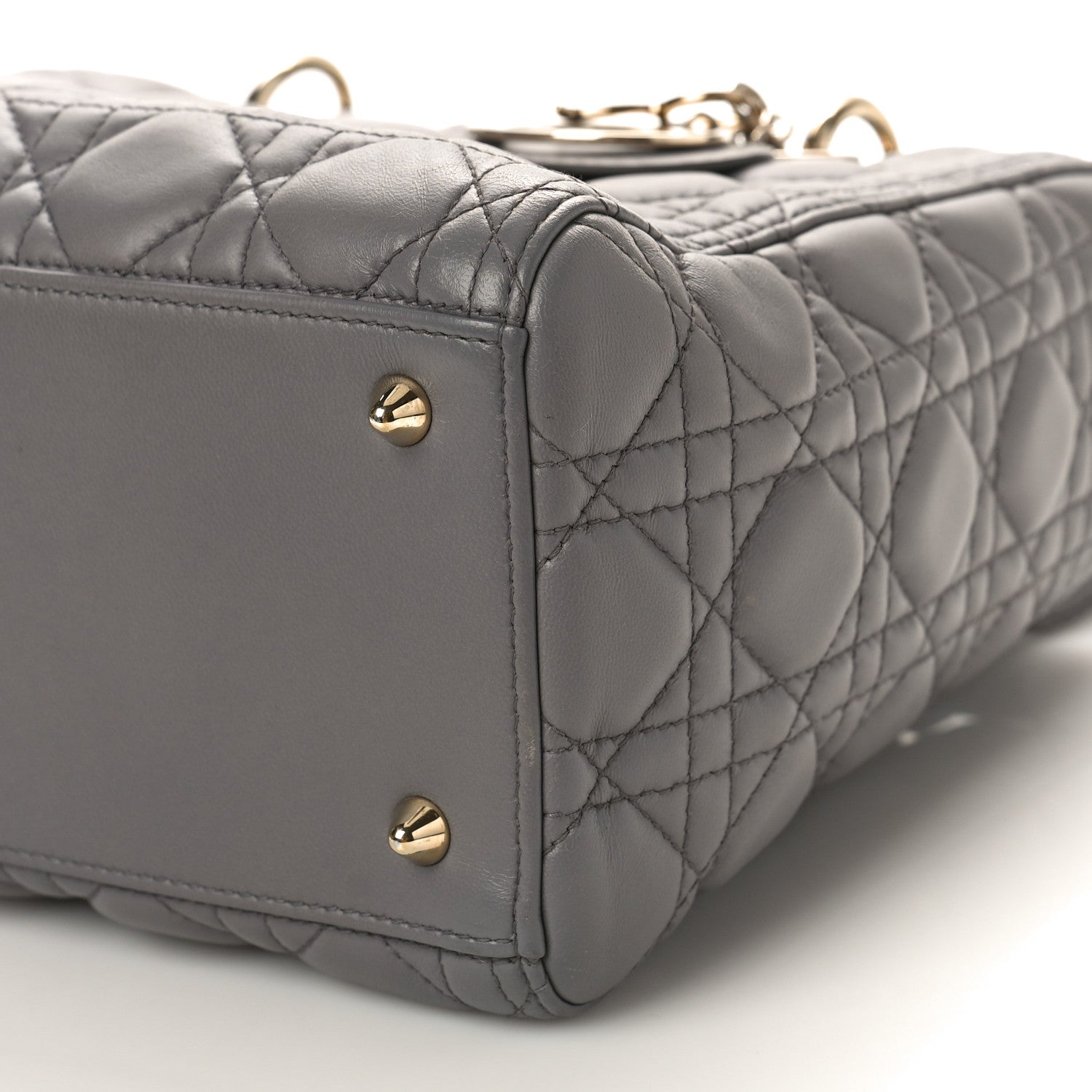 Christian Dior Lambskin Cannage Medium Lady Dior Grey 9 of 9
