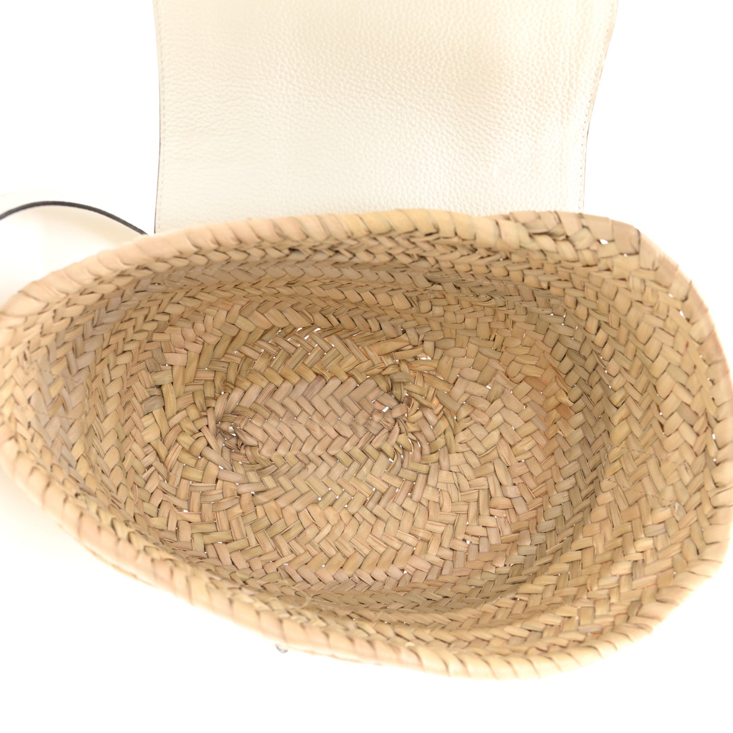 Raffia Calfskin Marcie Basket White