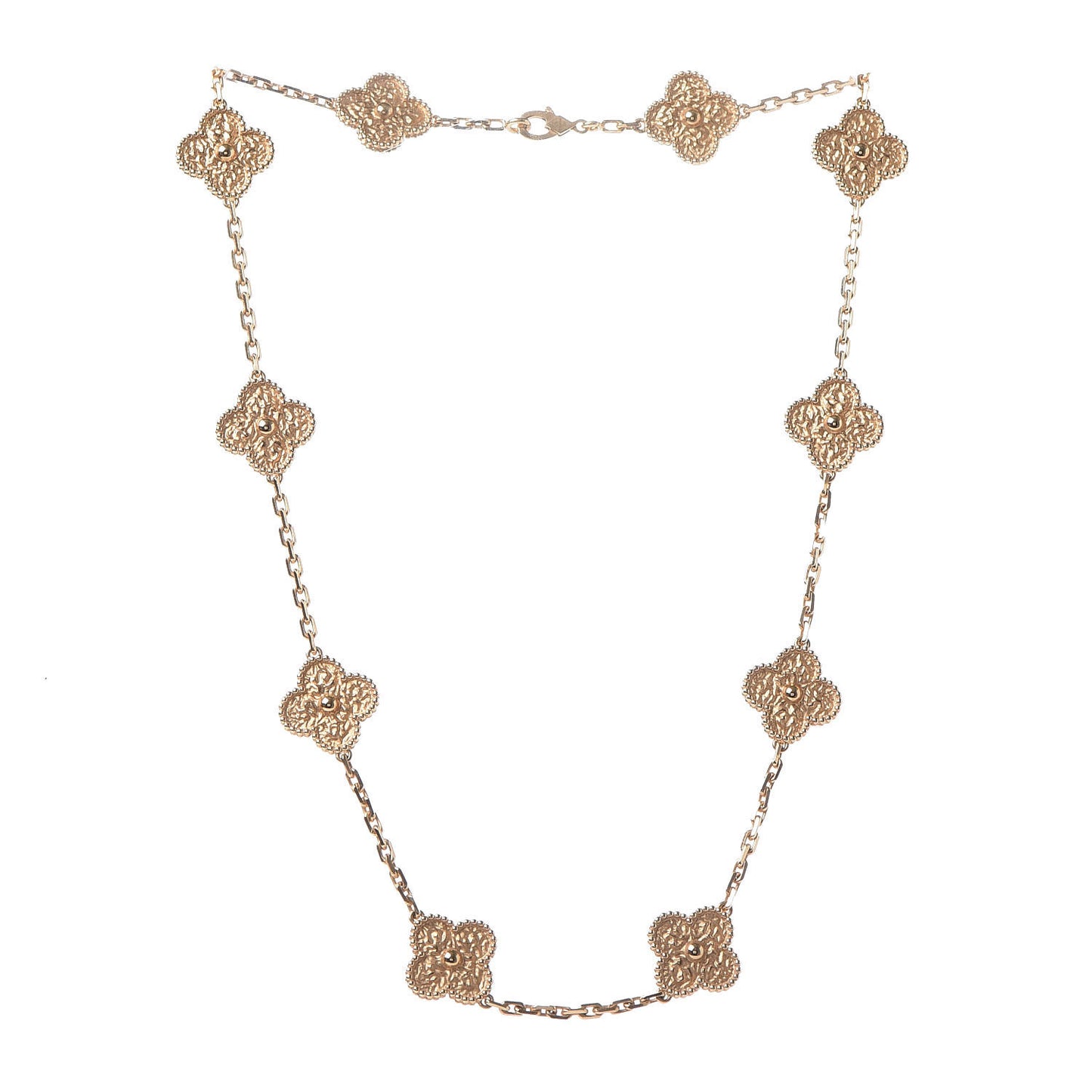 18K Yellow Gold 10 Motifs Vintage Alhambra Necklace