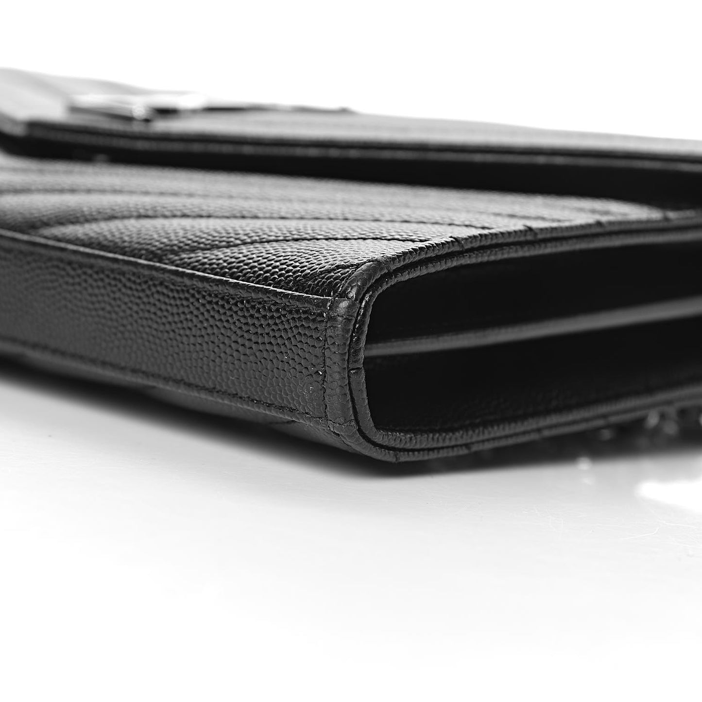 Grain De Poudre Matelasse Chevron Monogram Chain Wallet Black