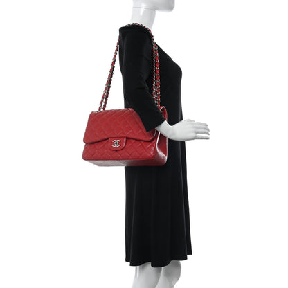 Chanel Caviar Quilted Jumbo Double Flap Red 2 of 10