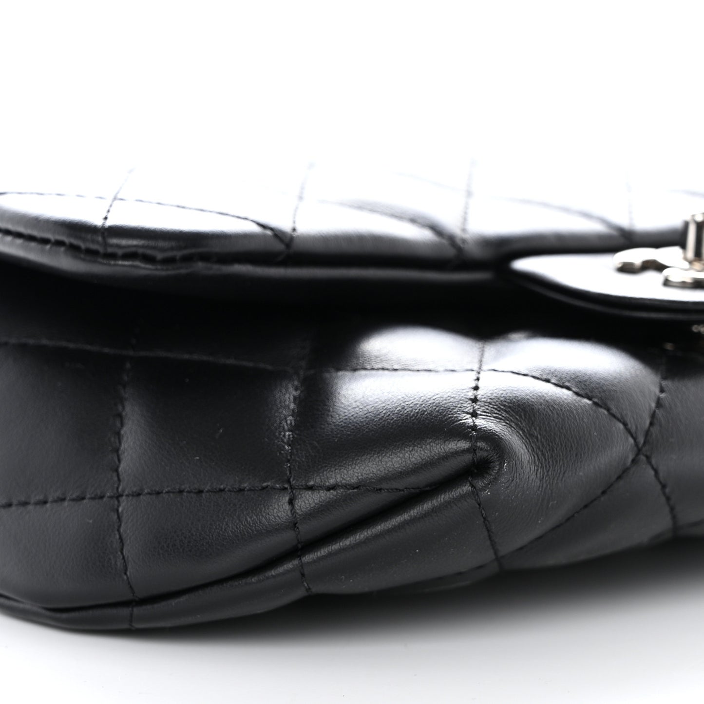 Calfskin Quilted CC Uniform Flap Belt Bag Black
