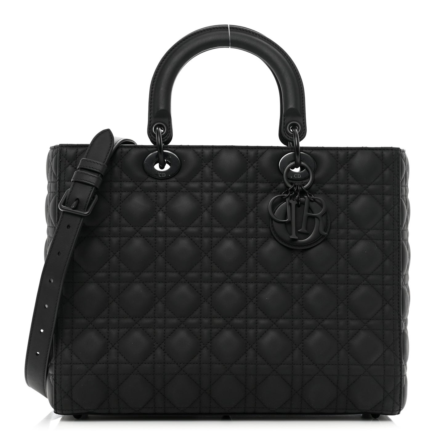 Ultra Matte Calfskin Cannage Large Lady Dior Black