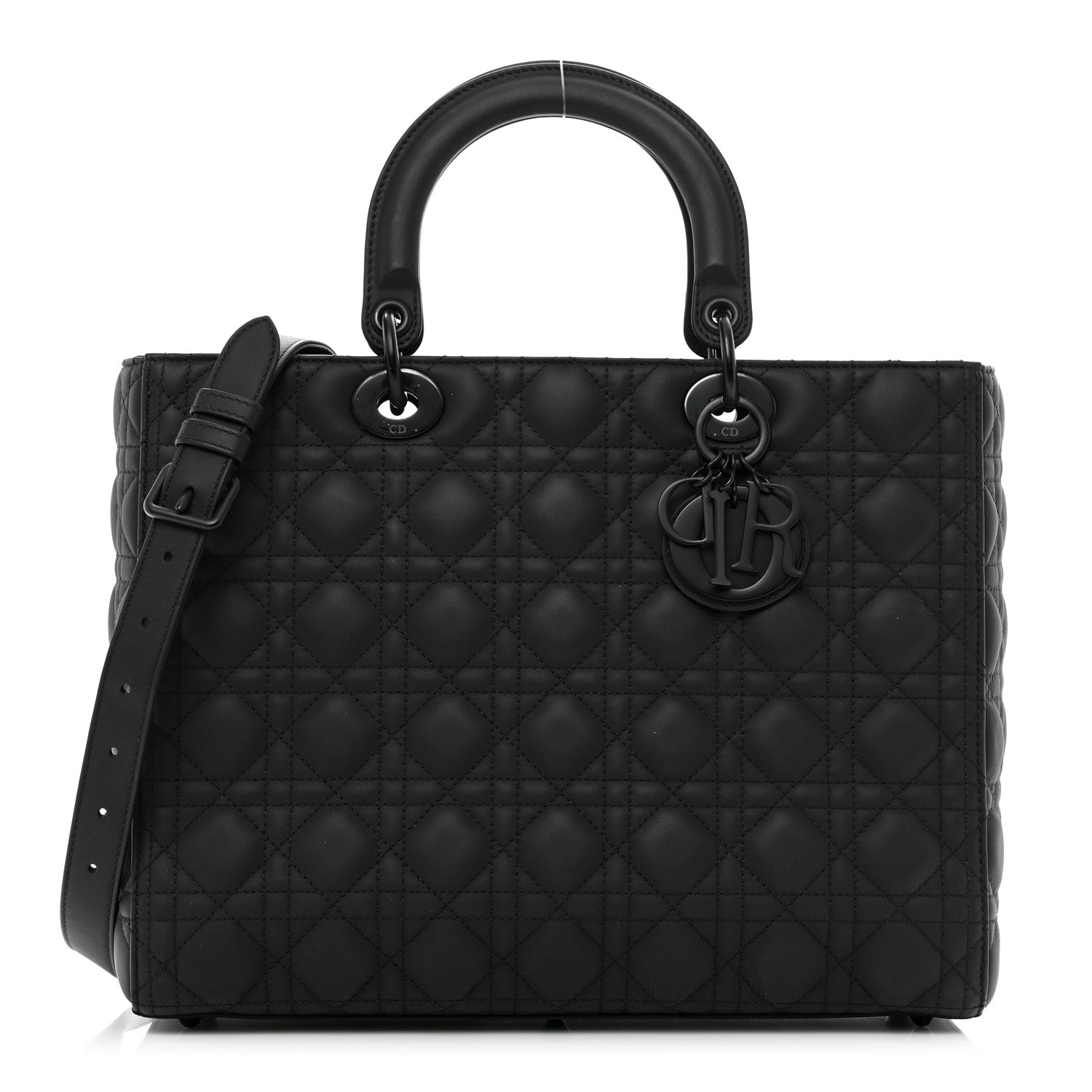 Christian Dior Ultra Matte Calfskin Cannage Large Lady Dior Black 1 of 10