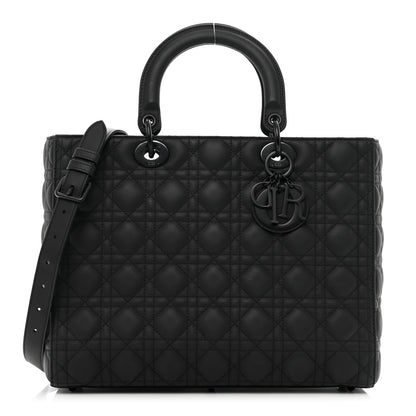 Christian Dior Ultra Matte Calfskin Cannage Large Lady Dior Black 1 of 10