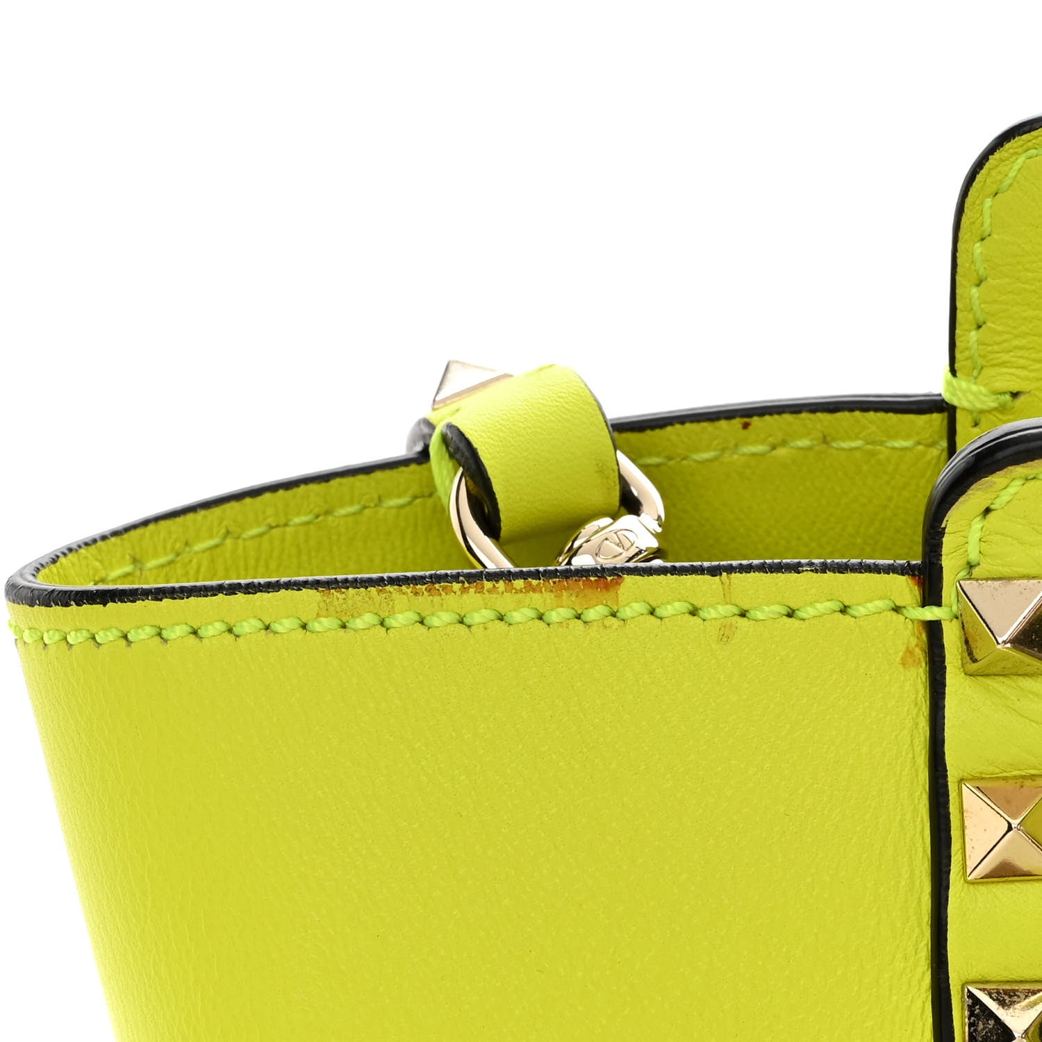 Valentino Garavani Vitello Small Rockstud Double Handle Tote Yellow Fluo 11 of 12