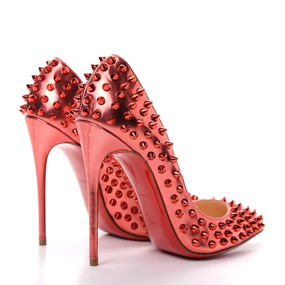 Christian Louboutin Metallic Patent Follies Spikes 120 Pumps 36.5 Red 4 of 12