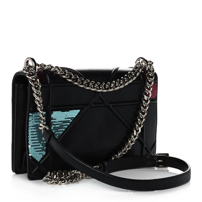 Christian Dior Lambskin Sequin Medium Diorama Flap Bag Black 3 of 12