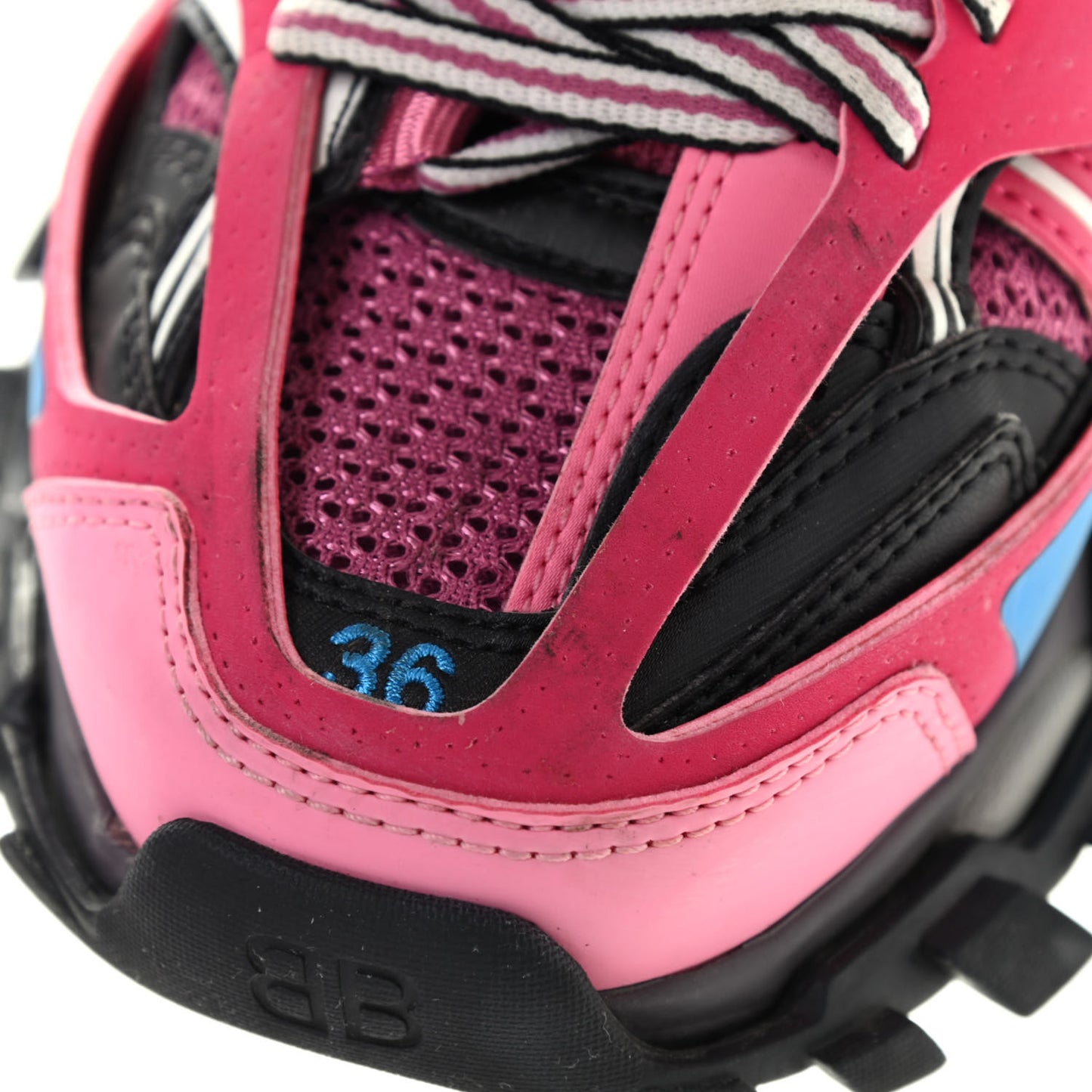 Mesh Nylon Metallic Fabric Womens Track Sneakers 36 Pink Blue