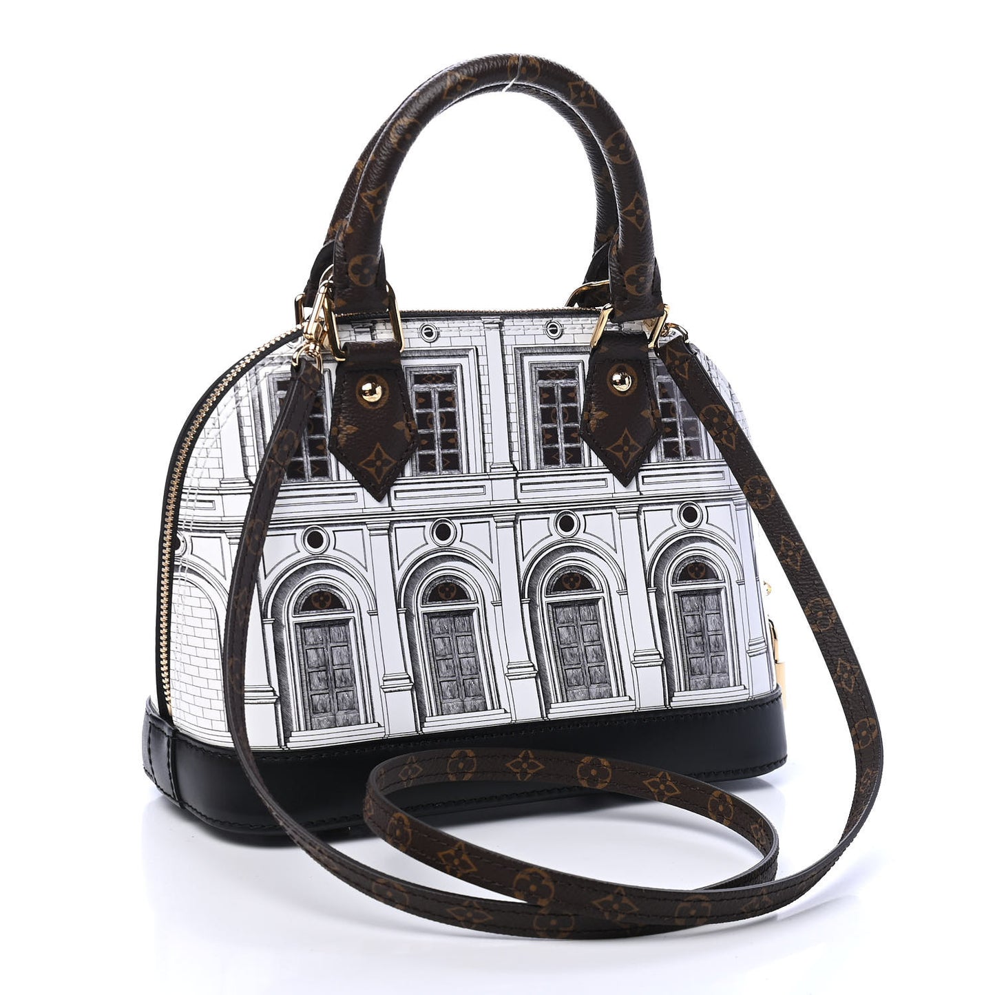 X FORNASETTI Calfskin Architettura Alma BB Black White