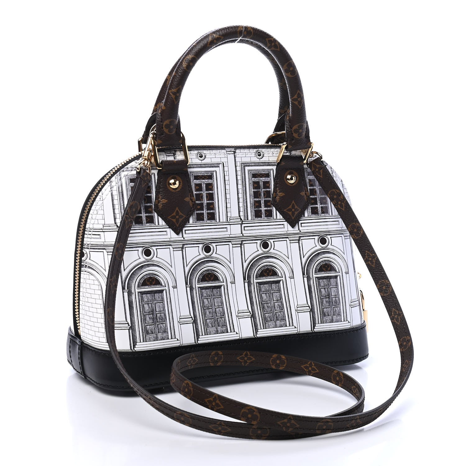 Louis Vuitton X FORNASETTI Calfskin Architettura Alma BB Black White 2 of 5