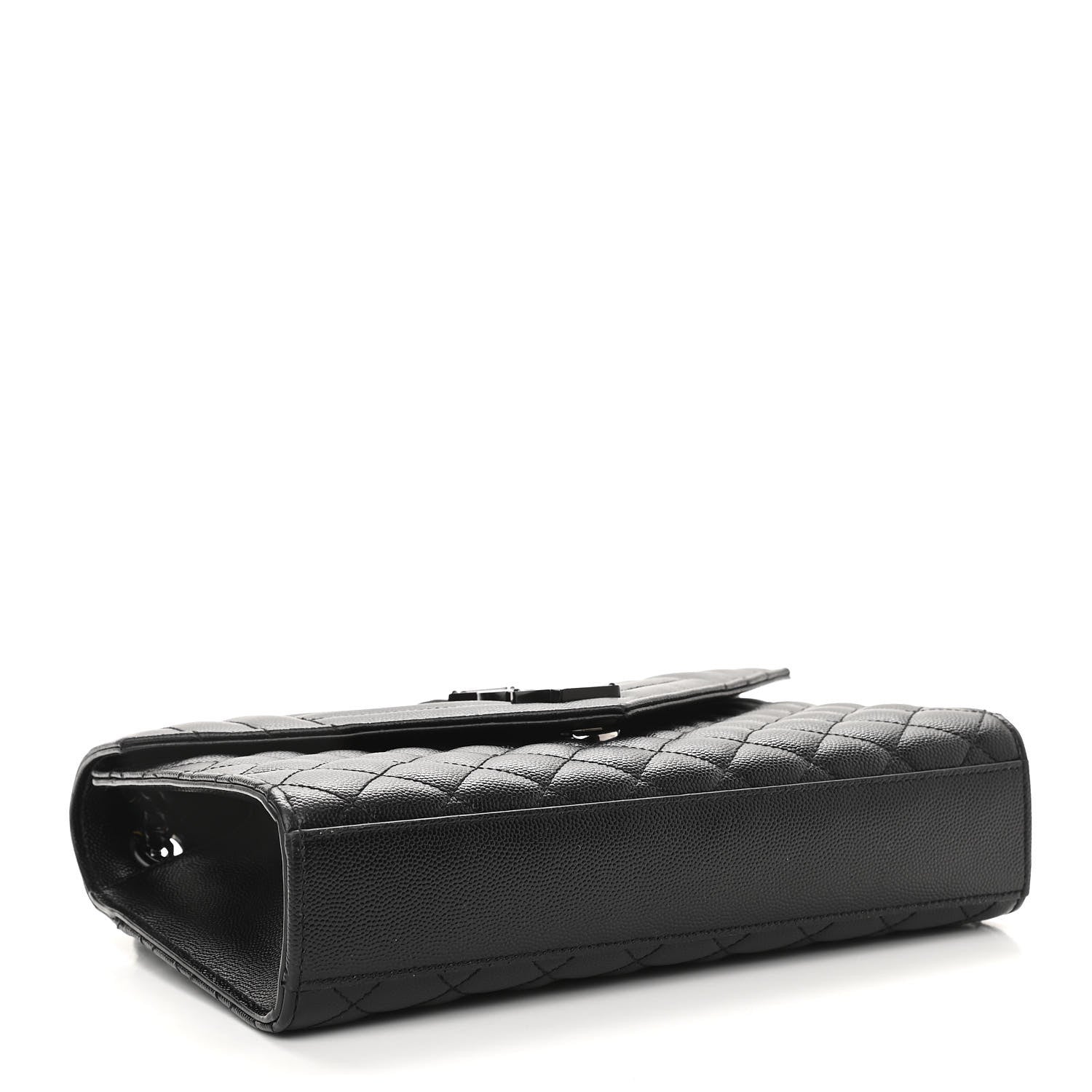 Saint Laurent Grain De Poudre Textured Mixed Matelasse Triquilt Medium Monogram Satchel Black 4 of 14