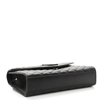 Saint Laurent Grain De Poudre Textured Mixed Matelasse Triquilt Medium Monogram Satchel Black 4 of 14